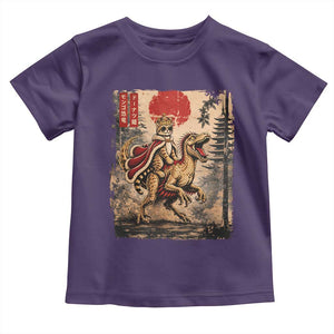 Cat Princess Riding Raptor Dinosaur Toddler T Shirt Japanese Vintage Graphic Ukiyoe Art TS11 Purple Print Your Wear