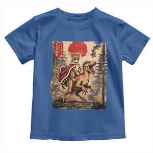 Cat Princess Riding Raptor Dinosaur Toddler T Shirt Japanese Vintage Graphic Ukiyoe Art TS11 Royal Blue Print Your Wear