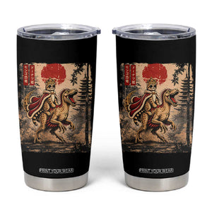 Cat Princess Riding Raptor Dinosaur Tumbler Cup Japanese Vintage Graphic Ukiyoe Art TS11 Black Print Your Wear