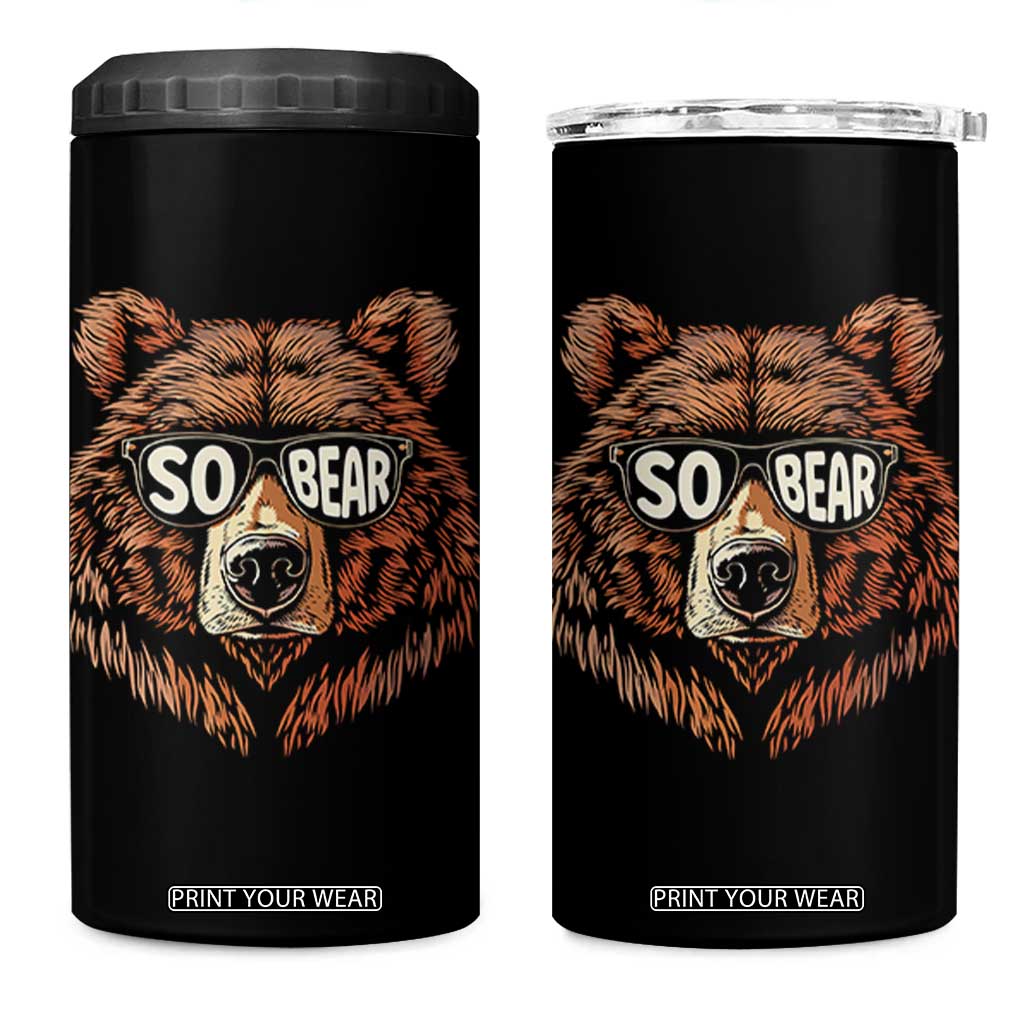 Sobriety Anniversary Sober Bear AA NA Recovery 4 in 1 Can Cooler Tumbler TS11 One Size: 16 oz Black Print Your Wear
