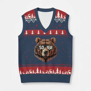 Sobriety Anniversary Sober Bear AA NA Recovery V-Neck Knit Sweater Vest TS11 Navy Red Print Your Wear