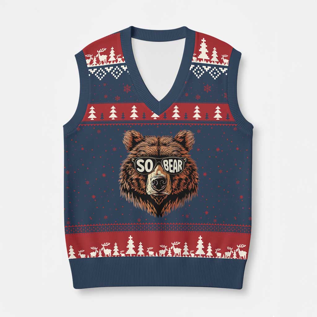 Sobriety Anniversary Sober Bear AA NA Recovery V-Neck Knit Sweater Vest TS11 Navy Red Print Your Wear