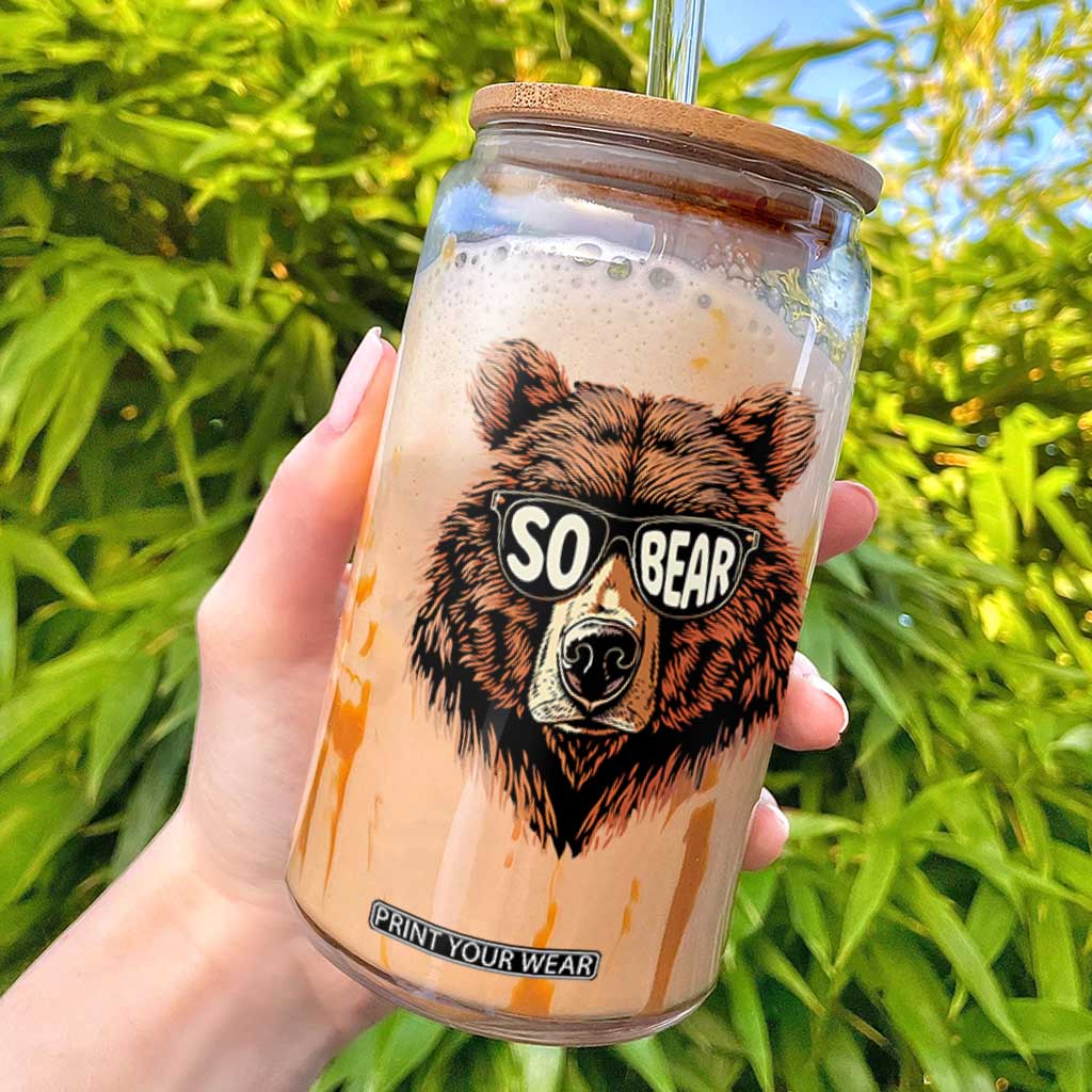 Sobriety Anniversary Sober Bear AA NA Recovery Glass Can TS11 Black Print Your Wear