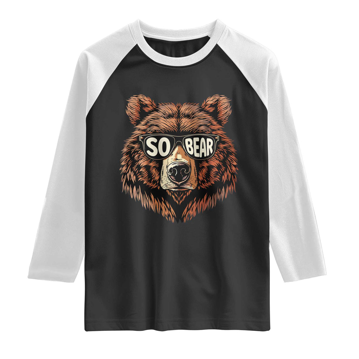 Sobriety Anniversary Sober Bear AA NA Recovery Raglan Shirt TS11 Black White Print Your Wear