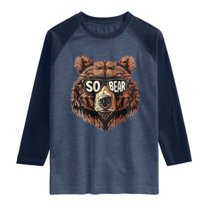 Sobriety Anniversary Sober Bear AA NA Recovery Raglan Shirt TS11 Heather Denim Navy Print Your Wear