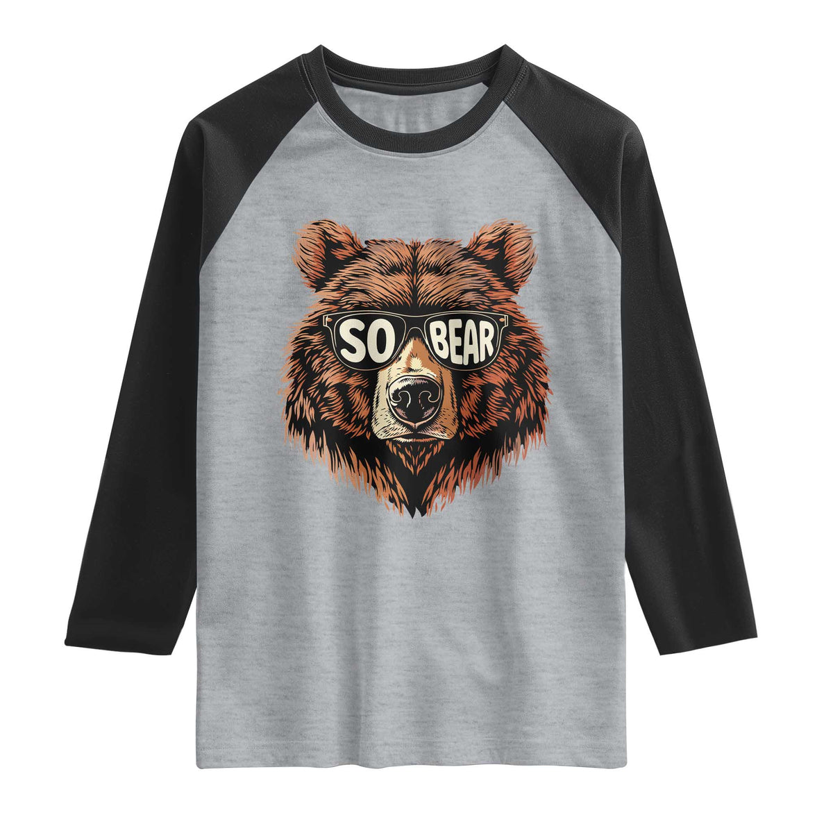 Sobriety Anniversary Sober Bear AA NA Recovery Raglan Shirt TS11 Heather Gray Black Print Your Wear