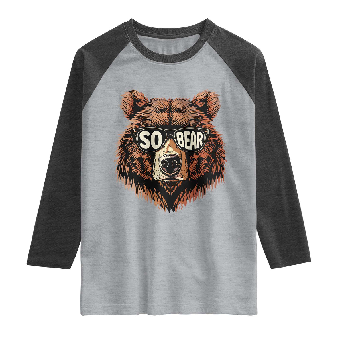 Sobriety Anniversary Sober Bear AA NA Recovery Raglan Shirt TS11 Heather Gray Heather Charcoal Print Your Wear