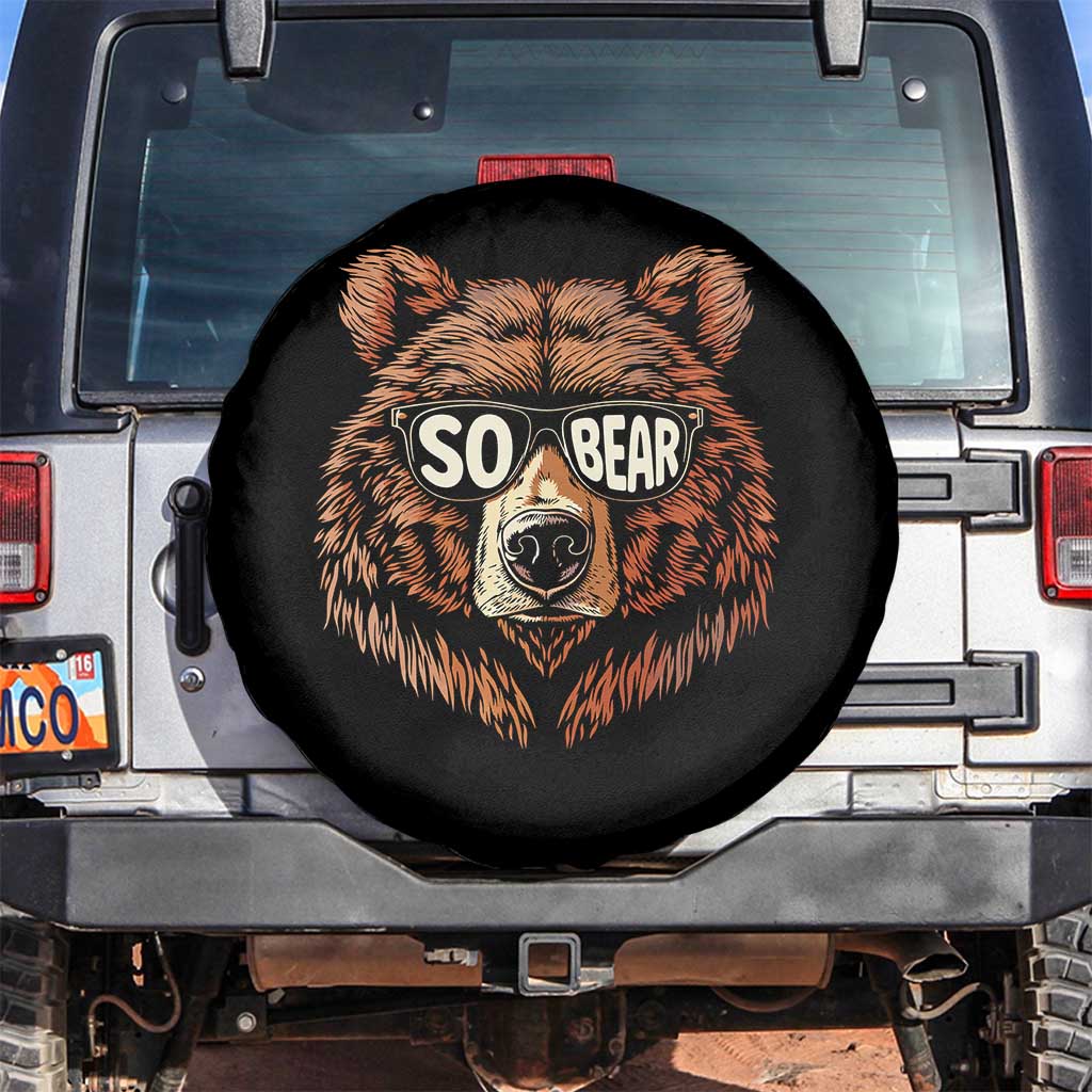 Sobriety Anniversary Sober Bear AA NA Recovery Spare Tire Cover TS11 No hole Black Print Your Wear