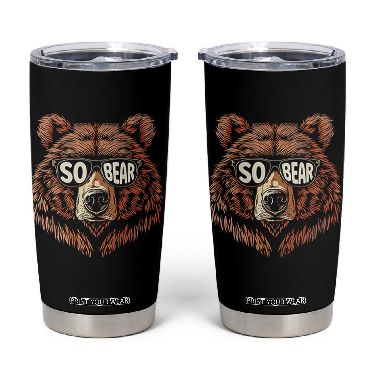 Sobriety Anniversary Sober Bear AA NA Recovery Tumbler Cup TS11 Black Print Your Wear