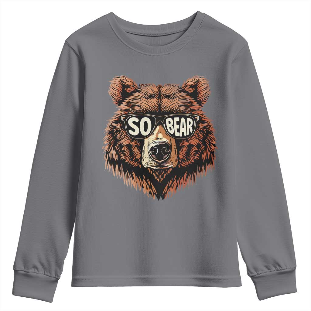 Sobriety Anniversary Sober Bear AA NA Recovery Youth Sweatshirt TS11 Charcoal Print Your Wear