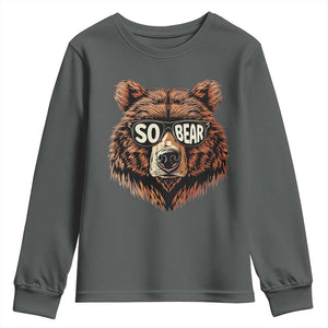 Sobriety Anniversary Sober Bear AA NA Recovery Youth Sweatshirt TS11 Dark Heather Print Your Wear