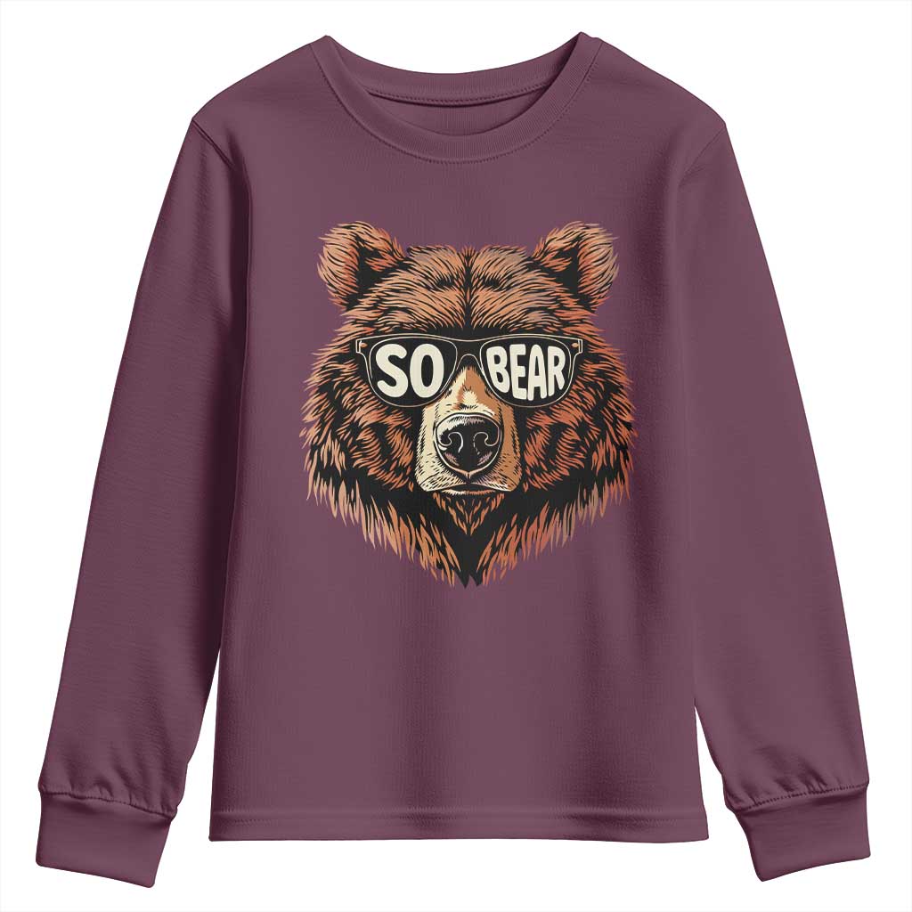 Sobriety Anniversary Sober Bear AA NA Recovery Youth Sweatshirt TS11 Maroon Print Your Wear