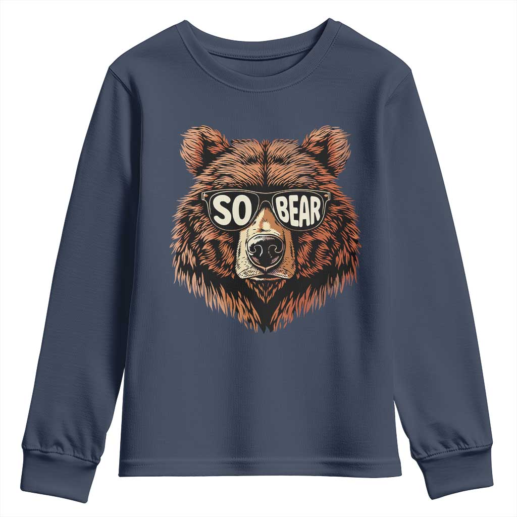 Sobriety Anniversary Sober Bear AA NA Recovery Youth Sweatshirt TS11 Navy Print Your Wear