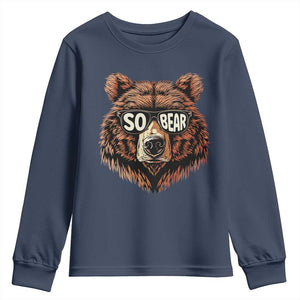Sobriety Anniversary Sober Bear AA NA Recovery Youth Sweatshirt TS11 Navy Print Your Wear
