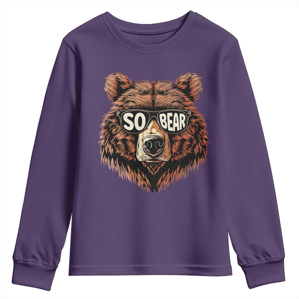Sobriety Anniversary Sober Bear AA NA Recovery Youth Sweatshirt TS11 Purple Print Your Wear