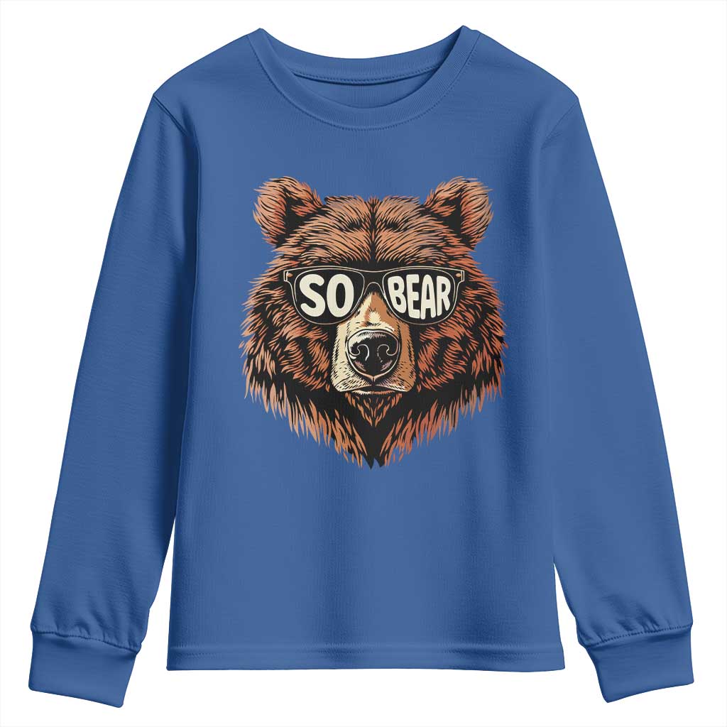 Sobriety Anniversary Sober Bear AA NA Recovery Youth Sweatshirt TS11 Royal Blue Print Your Wear