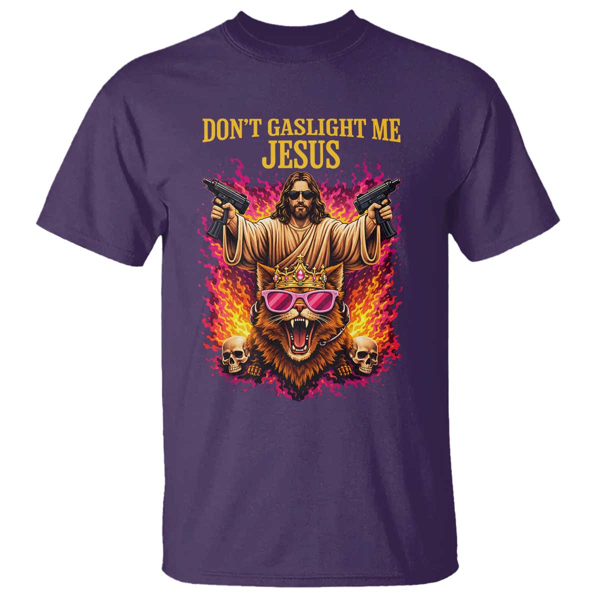 Dont Gaslight Me Jesus T Shirt - Princess Cat Donut Meme Faith Humor Tee TS11 Purple Print Your Wear