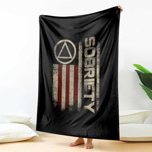 Sober AA NA Sobriety Anniversary Throw Blanket Alcoholism Addiction Recovery Vintage American Flag TS11 Print Your Wear