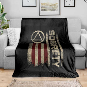 Sober AA NA Sobriety Anniversary Throw Blanket Alcoholism Addiction Recovery Vintage American Flag TS11 Print Your Wear