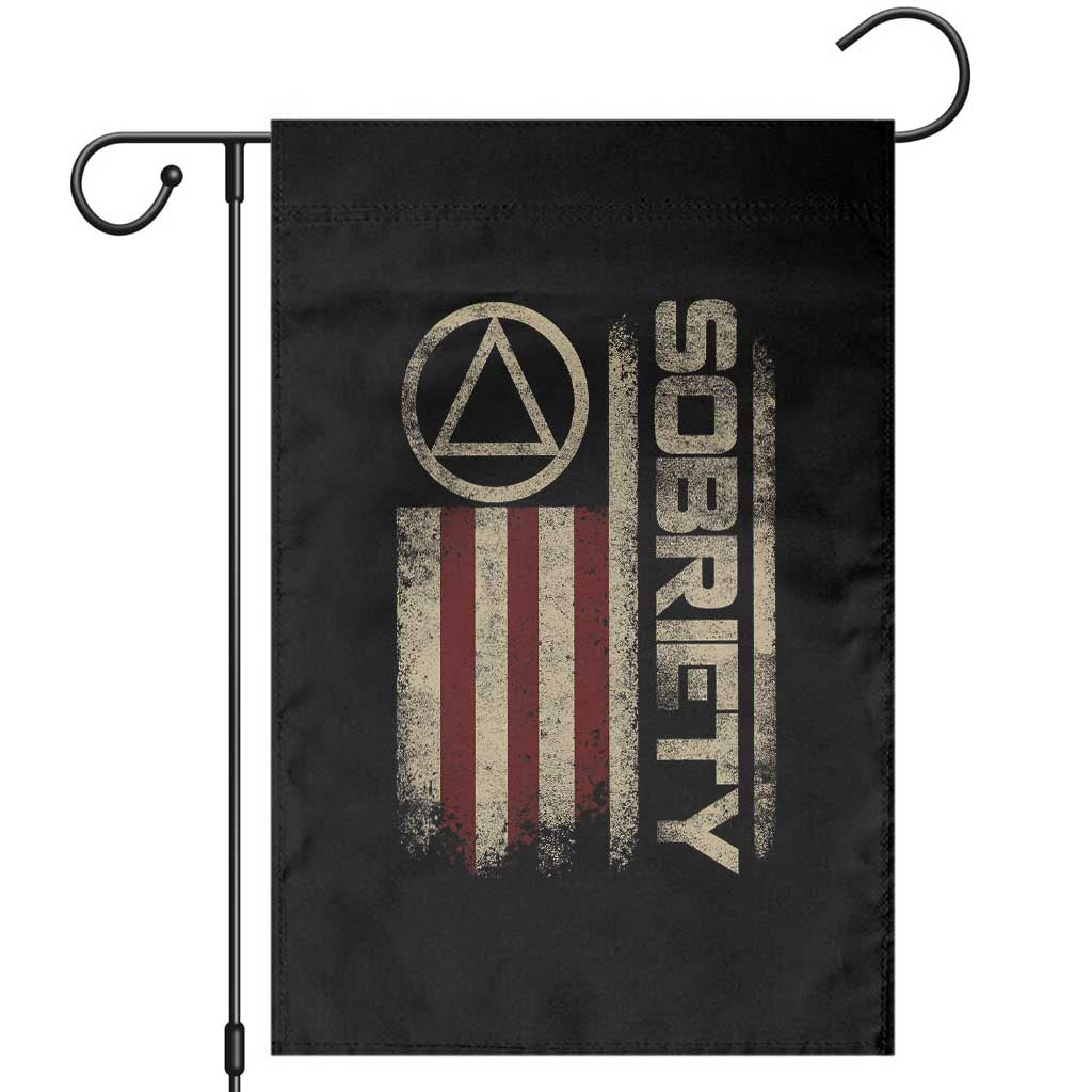 Sober AA NA Sobriety Anniversary Garden Flag Alcoholism Addiction Recovery Vintage American Flag TS11 Black Print Your Wear