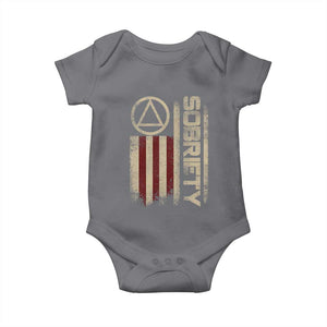 Sober AA NA Sobriety Anniversary Baby Onesie Alcoholism Addiction Recovery Vintage American Flag TS11 Charcoal Print Your Wear