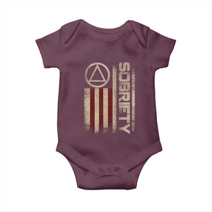 Sober AA NA Sobriety Anniversary Baby Onesie Alcoholism Addiction Recovery Vintage American Flag TS11 Maroon Print Your Wear