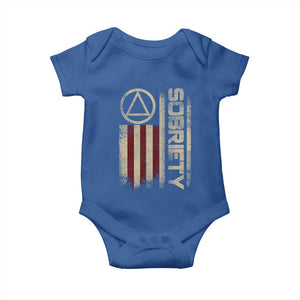 Sober AA NA Sobriety Anniversary Baby Onesie Alcoholism Addiction Recovery Vintage American Flag TS11 Royal Blue Print Your Wear