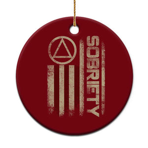 Sober AA NA Sobriety Anniversary Ceramic Ornament Alcoholism Addiction Recovery Vintage American Flag TS11 1pc Red Print Your Wear