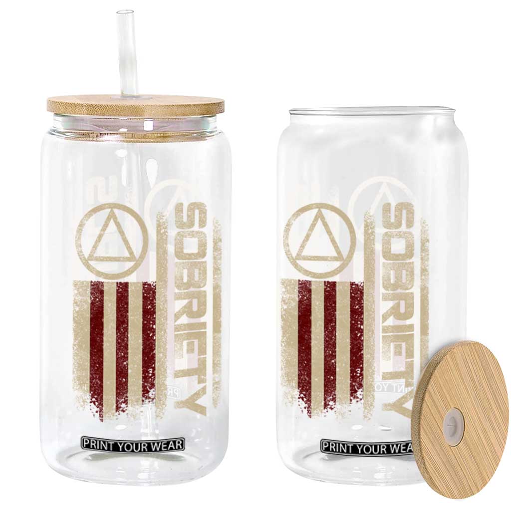 Sober AA NA Sobriety Anniversary Glass Can Alcoholism Addiction Recovery Vintage American Flag TS11 Print Your Wear