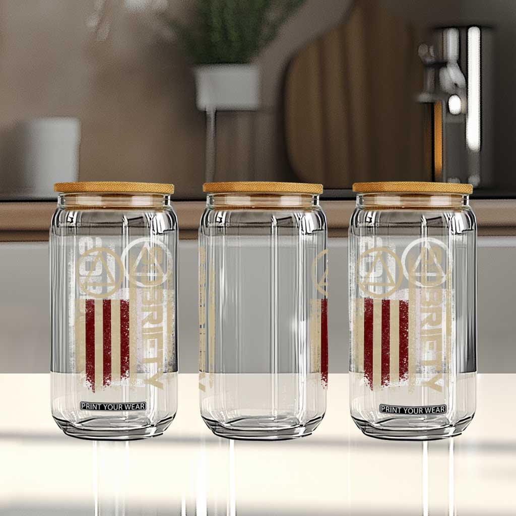 Sober AA NA Sobriety Anniversary Glass Can Alcoholism Addiction Recovery Vintage American Flag TS11 Print Your Wear