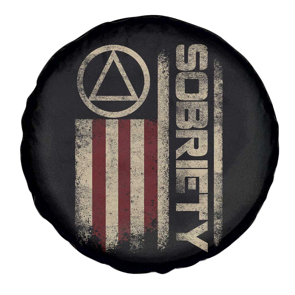 Sober AA NA Sobriety Anniversary Spare Tire Cover Alcoholism Addiction Recovery Vintage American Flag TS11 Print Your Wear