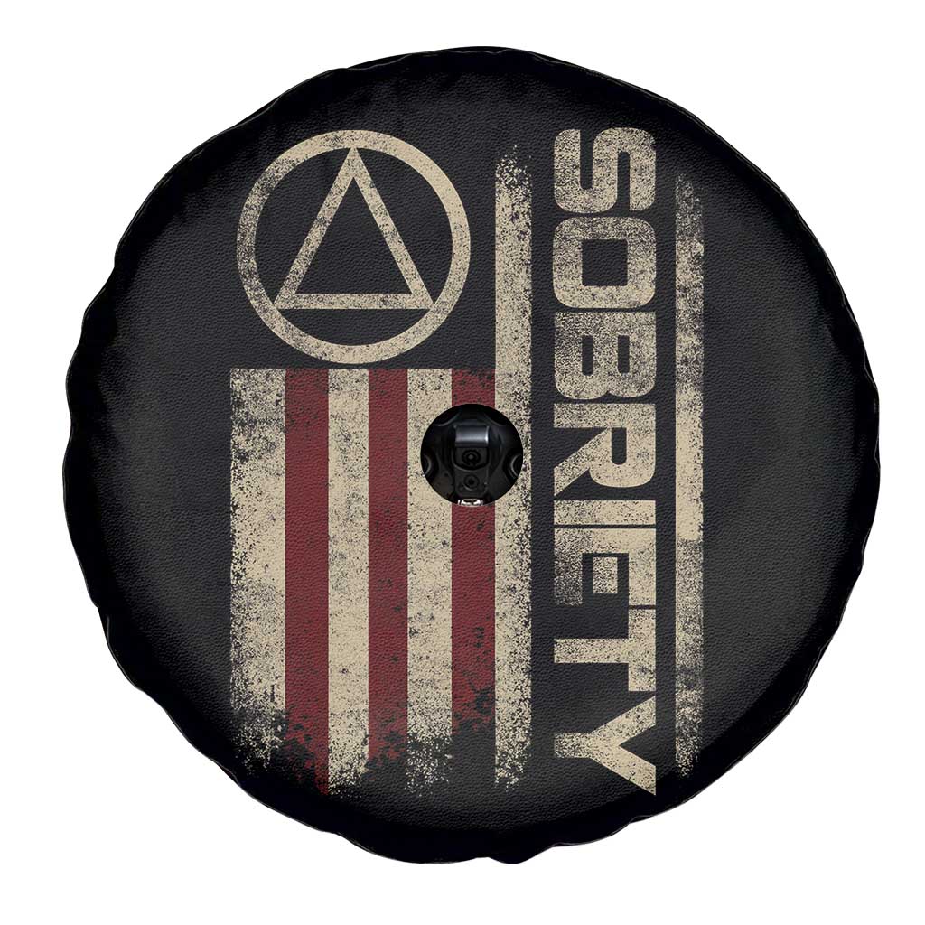 Sober AA NA Sobriety Anniversary Spare Tire Cover Alcoholism Addiction Recovery Vintage American Flag TS11 Print Your Wear