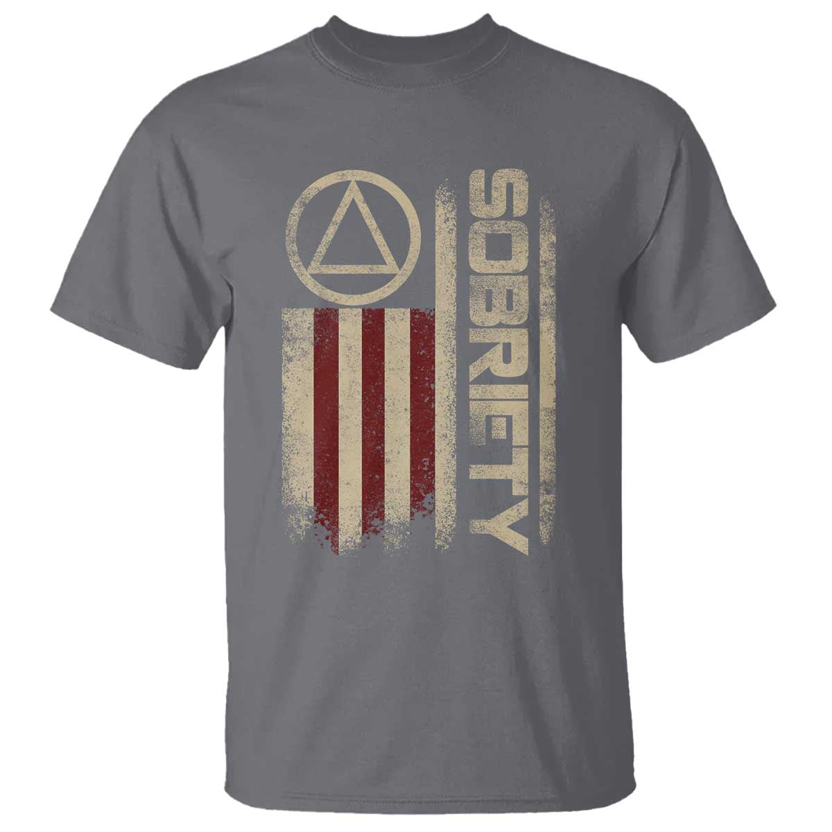 Sober AA NA Sobriety Anniversary T Shirt Alcoholism Addiction Recovery Vintage American Flag TS11 Charcoal Print Your Wear
