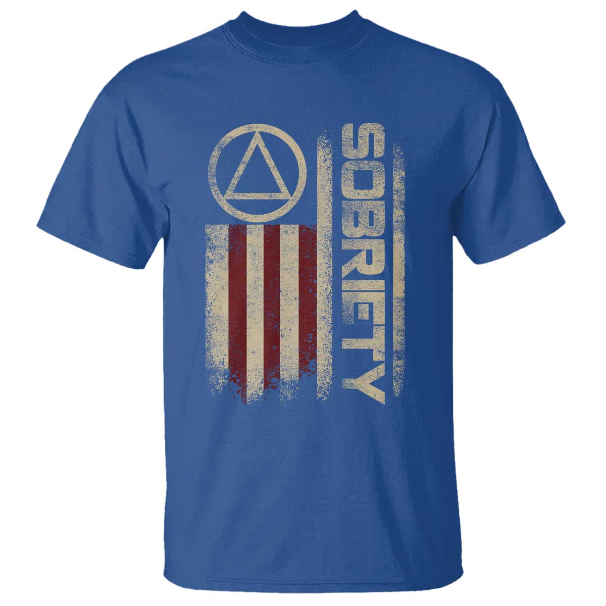 Sober AA NA Sobriety Anniversary T Shirt Alcoholism Addiction Recovery Vintage American Flag TS11 Royal Blue Print Your Wear