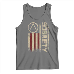 Sober AA NA Sobriety Anniversary Tank Top Alcoholism Addiction Recovery Vintage American Flag TS11 Black Heather Print Your Wear
