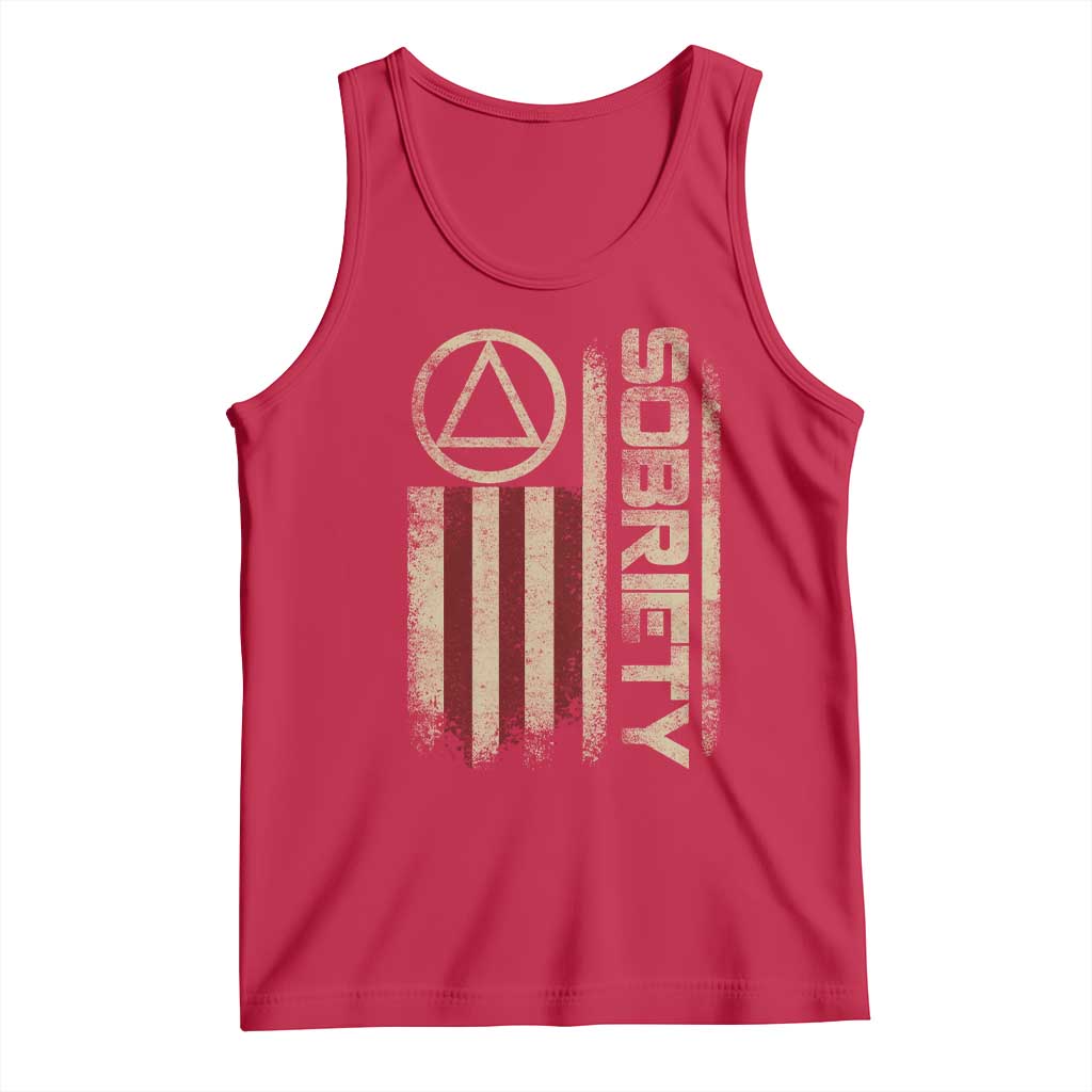 Sober AA NA Sobriety Anniversary Tank Top Alcoholism Addiction Recovery Vintage American Flag TS11 Red Print Your Wear