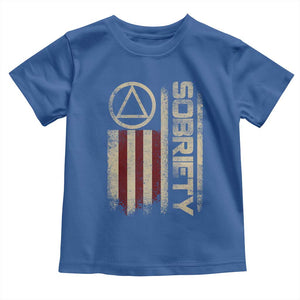 Sober AA NA Sobriety Anniversary Toddler T Shirt Alcoholism Addiction Recovery Vintage American Flag TS11 Royal Blue Print Your Wear