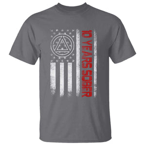 10 Years Sober T Shirt 10 Years Sobriety Anniversary Vintage American Flag TS11 Charcoal Print Your Wear