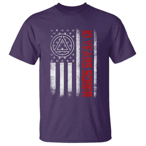 10 Years Sober T Shirt 10 Years Sobriety Anniversary Vintage American Flag TS11 Purple Print Your Wear
