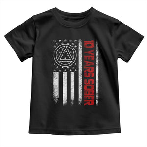 10 Years Sober Toddler T Shirt 10 Years Sobriety Anniversary Vintage American Flag TS11 Black Print Your Wear