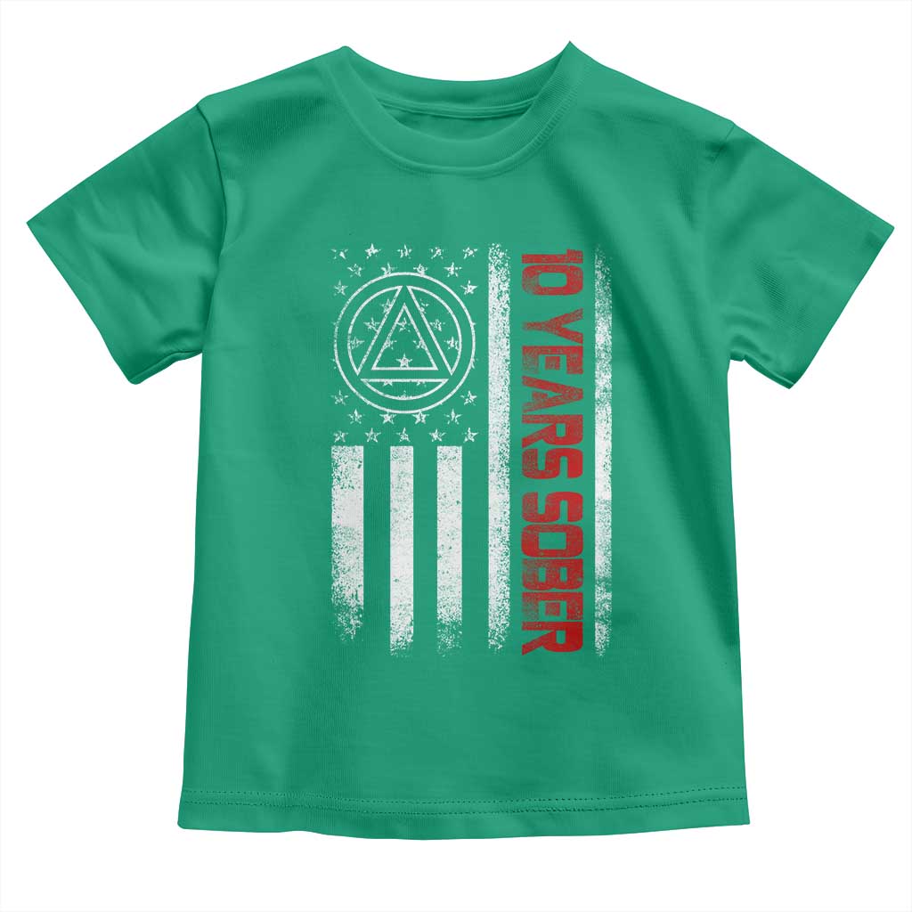 10 Years Sober Toddler T Shirt 10 Years Sobriety Anniversary Vintage American Flag TS11 Irish Green Print Your Wear