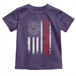 10 Years Sober Toddler T Shirt 10 Years Sobriety Anniversary Vintage American Flag TS11 Purple Print Your Wear