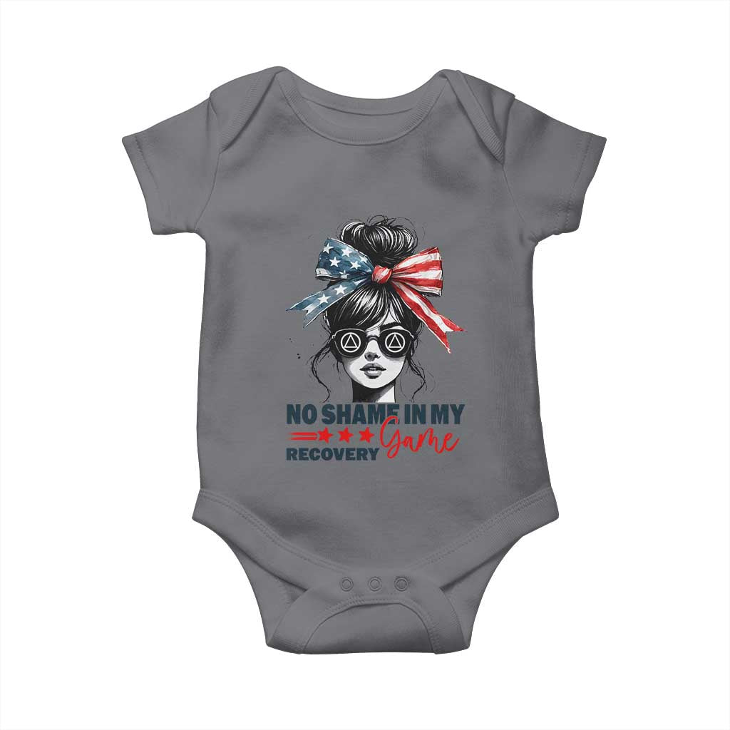 No Shame In My Recovery Game Baby Onesie Sobriety AA NA Anniversary TS11 Charcoal Print Your Wear