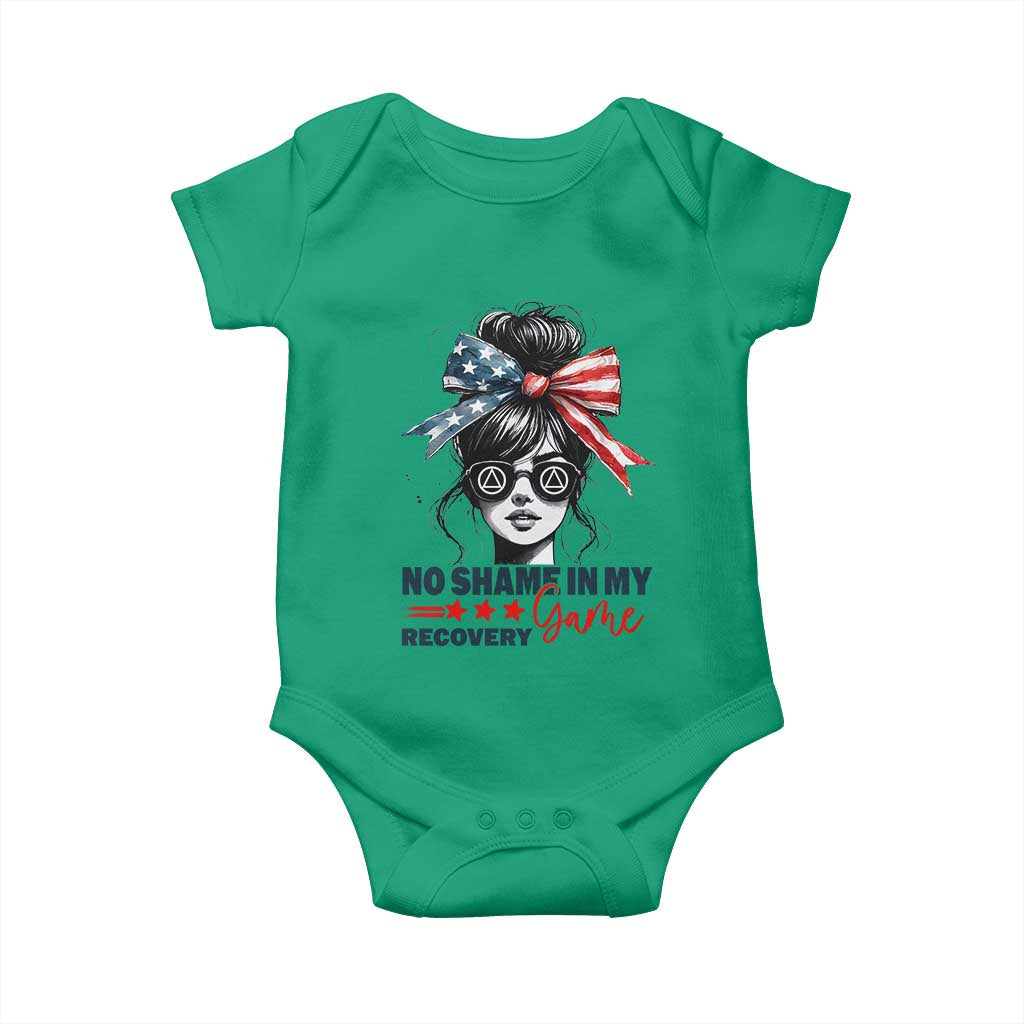 No Shame In My Recovery Game Baby Onesie Sobriety AA NA Anniversary TS11 Irish Green Print Your Wear