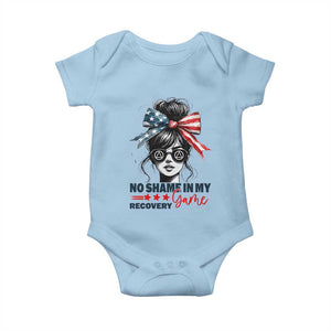 No Shame In My Recovery Game Baby Onesie Sobriety AA NA Anniversary TS11 Light Blue Print Your Wear
