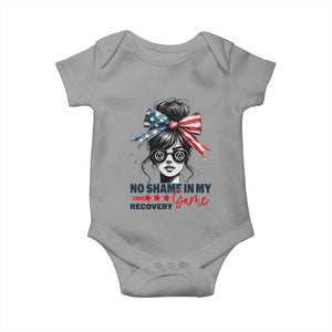 No Shame In My Recovery Game Baby Onesie Sobriety AA NA Anniversary TS11 Sport Gray Print Your Wear