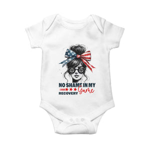 No Shame In My Recovery Game Baby Onesie Sobriety AA NA Anniversary TS11 White Print Your Wear