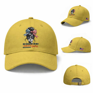 No Shame In My Recovery Game Baseball Cap Sobriety AA NA Anniversary TS11 Baseball Cap Universal Fit Yellow Print Your Wear