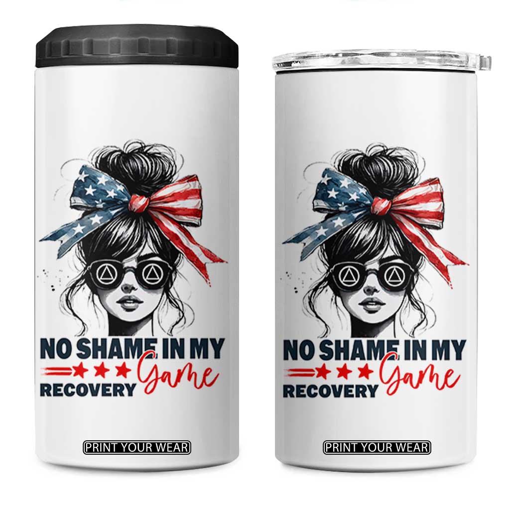 No Shame In My Recovery Game 4 in 1 Can Cooler Tumbler Sobriety AA NA Anniversary TS11 One Size: 16 oz White Print Your Wear