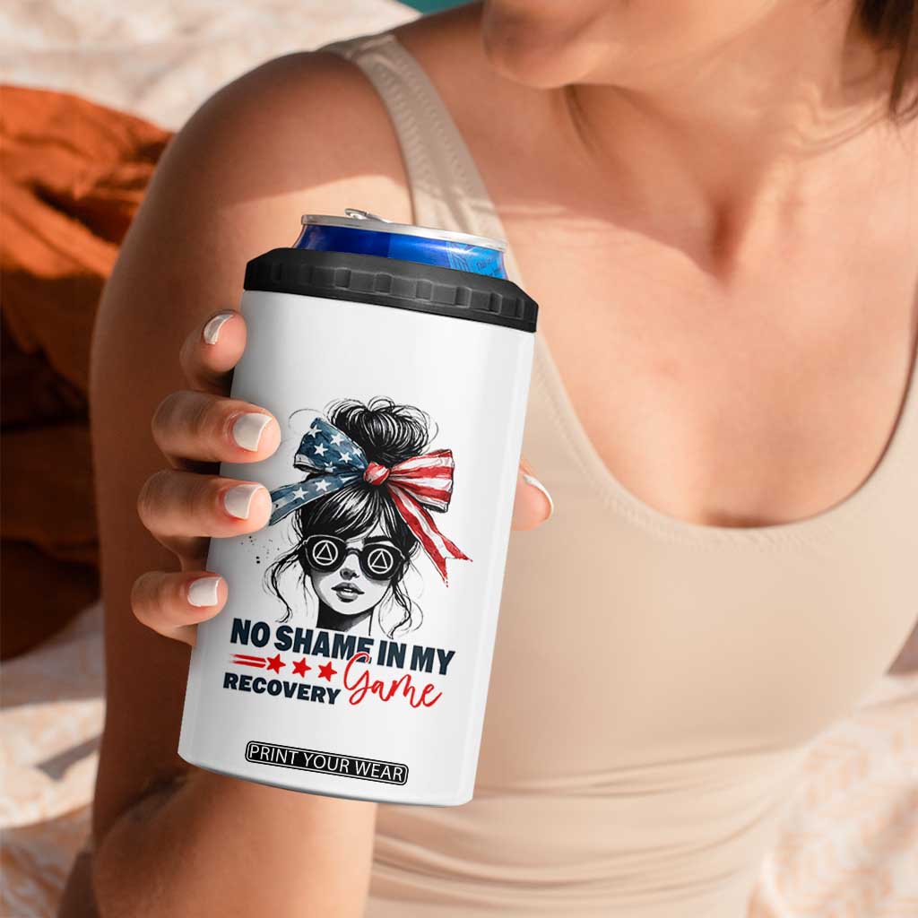 No Shame In My Recovery Game 4 in 1 Can Cooler Tumbler Sobriety AA NA Anniversary TS11 Print Your Wear
